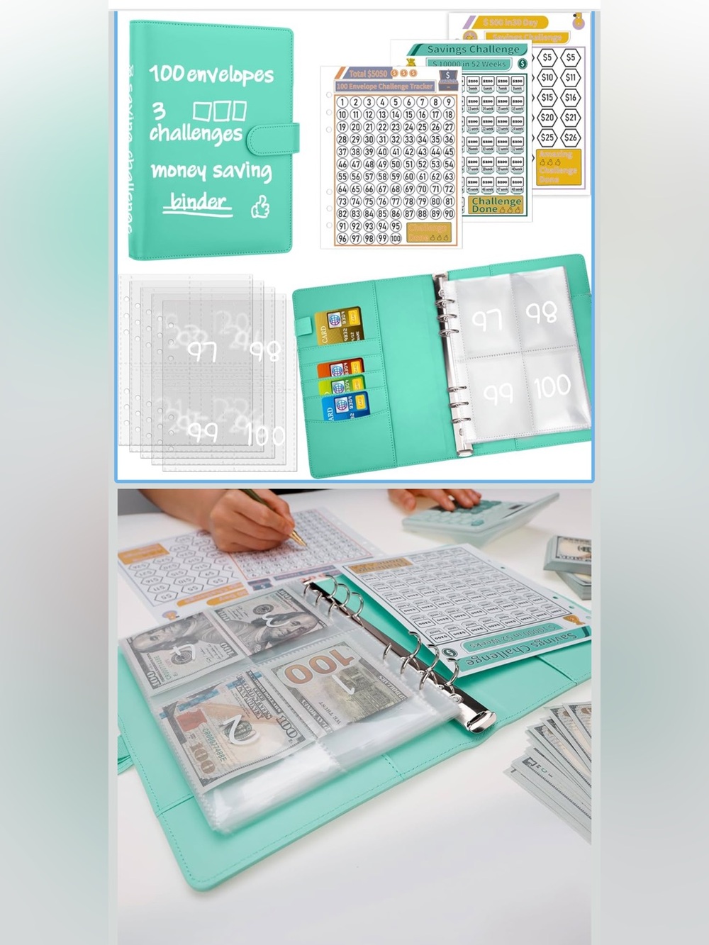 NIP 100 Envelopes Money Saving Challenge Binder